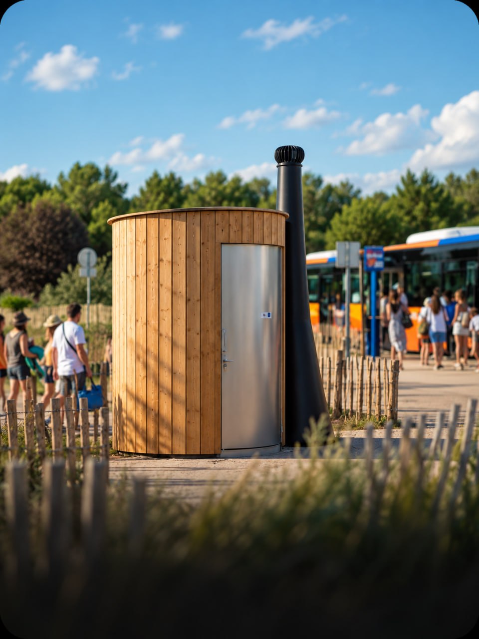 Kazuba™ dry toilet building at a bus terminal